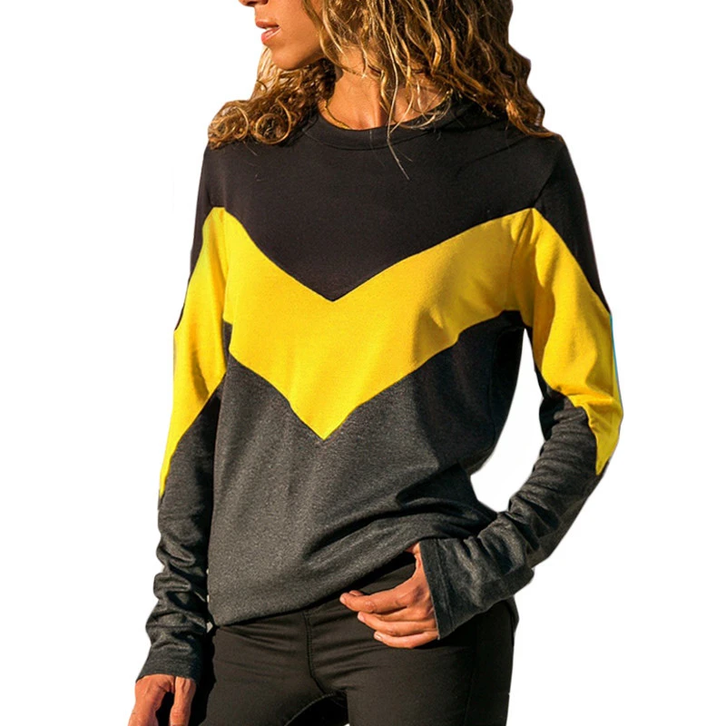 

Women Hoodies Sweatshirts 2019 Autumn Color Patchwork Long Sleeve Hoodies O-Neck Pullover Casual Loose Cotton Harajuku Hoodies