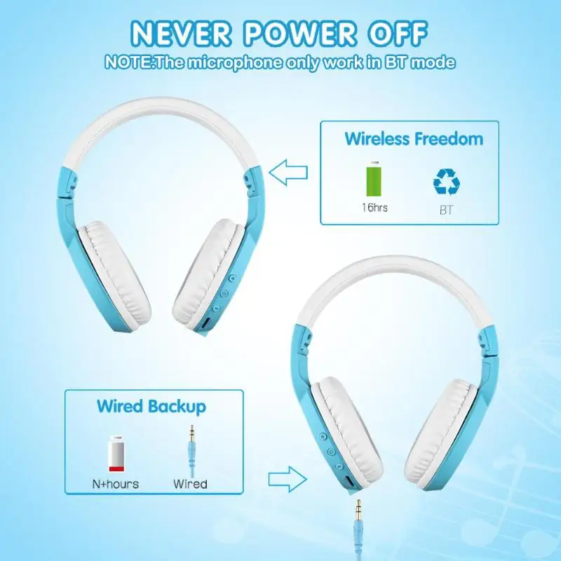 VT02 Bluetooth складная гарнитура для chilidren беспроводные двусторонние стерео наушники Мультяшные умные наушники с шумоподавлением