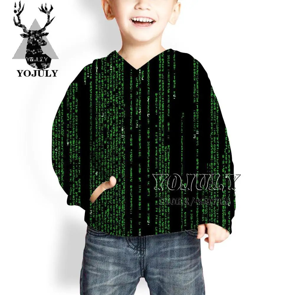 10 YOJULY Matrix задний план Стиль 3D Drucken мода уличная 3D пуловер для маленьких мальчиков и девочек подростков хип хоп Детская толстовка C85 - Цвет: 10