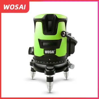 

WOSAI 5 Lines 6 Points Blue Laser Level Automatic Self Leveling 360 Vertical&Horizontal Tilt & Outdoor Mode can use w/ Receiver