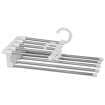 

5 in 1 Multi-functional Pants Rack Shelves Stainless Steel Wardrobe Hanger HYD88