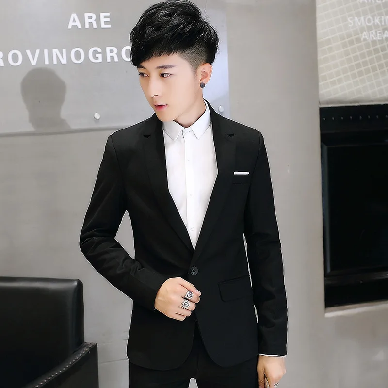 

2017 New Style Men'S Wear Korean-style Casual Solid Color Suit Jacket Youth Slim Fit Long Sleeve Business Suit Formal Wear Men's