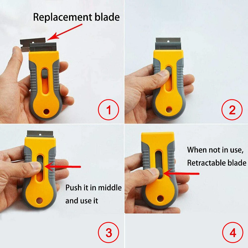 Ceramic Glass Car Window Tools Sticker Clean Razor Scraper + Razor Blade Tint Vinyl Wrap Glue Squeegee Remover Auto Cleaner
