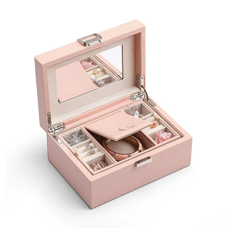 

Jewelry Box Small Exquisite Double-Layer Large Capacity Hand Watch Storage Necklace Earrings Ring