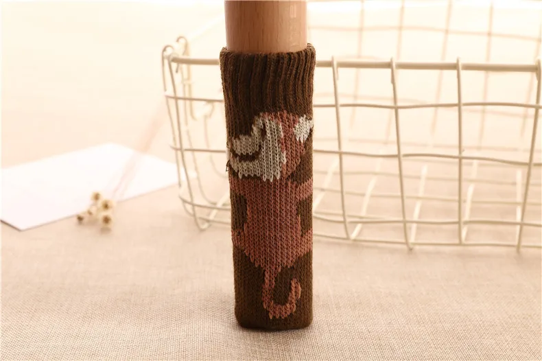 coffee leg cover Вязаный двухслойный чехол для стула утолщенный Чехол для стула носки из полиэстера коврик для ног милый Настольный чехол для ножки стула протектор JJ80110 - Цвет: coffee leg cover