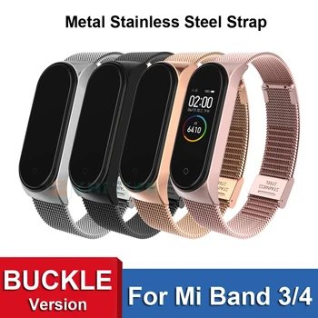 

Buckle Metal Strap bracelet for Xiaomi Mi Band 4/3 Strap for Mi Band 4/3 Strap Stainless Steel MiBand 4/3 Wrist Band Belt