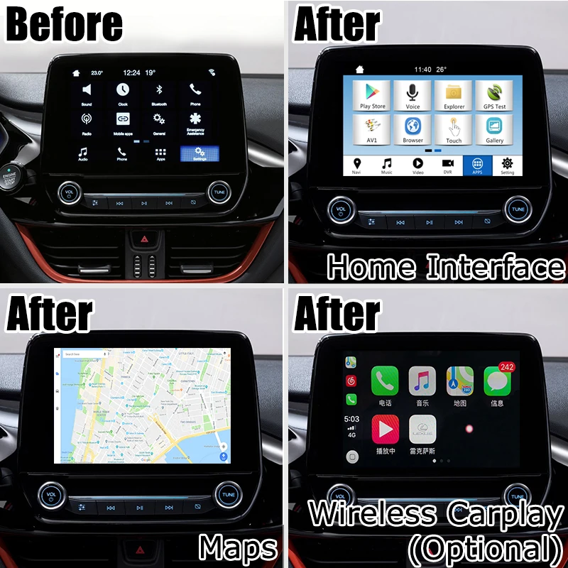 Интерфейсная коробка для Android / carplay Ford Fiesta Kuga Focus GPS навигация видео интерфейсная
