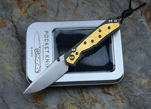 Copper version A Kevin John small sebenza 21 folding knife M390 blade TC4 Titanium handle outdoor camping hunting pocket fruit Knives EDC tools - Цвет: Copper version A