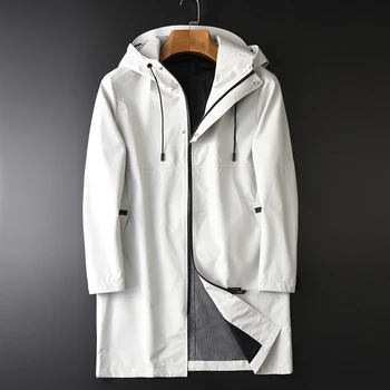 

New Medium Long Mens Jackets Windproof And Waterproof Hooded Mens Jackets And Coats Plus Size 4xl Slim Fit Simple Male Coats