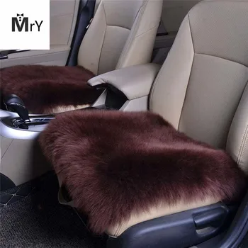 

45*45 Luxurious Natural Fur Authentic Soft Fluffy Wool Sheepskin Car Seat Cover for Automobile Interior Accessory Seat Cushion