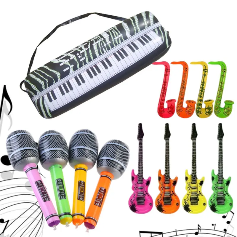 

16Pcs Large Inflatable Blow Up Guitars Party Bag Fillers Musical Disco Rock Prop