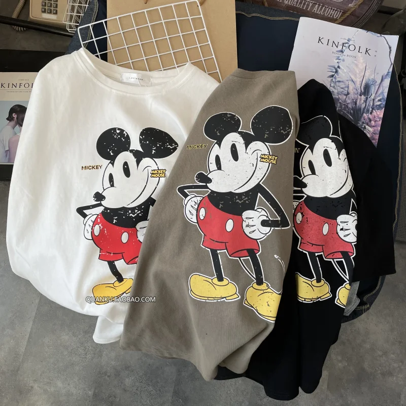 Disney Mickey Mouse camisetas mujeres negro camiseta de mujer informal O  cuello camiseta mujer estilo coreano Harajuku ropa - AliExpress Ropa de  mujer
