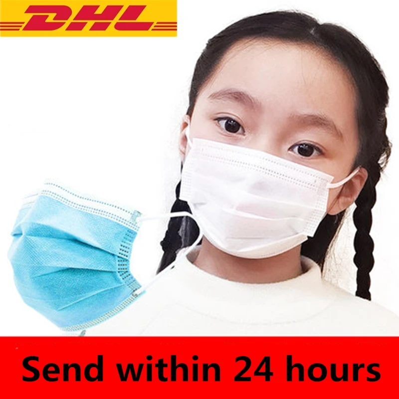 

DHL 100 PCS Kids Mask In Stock Fast Delivery Disposable Protective Mask to Prevent Germs Masks Dustproof Child Mask Safety Mask