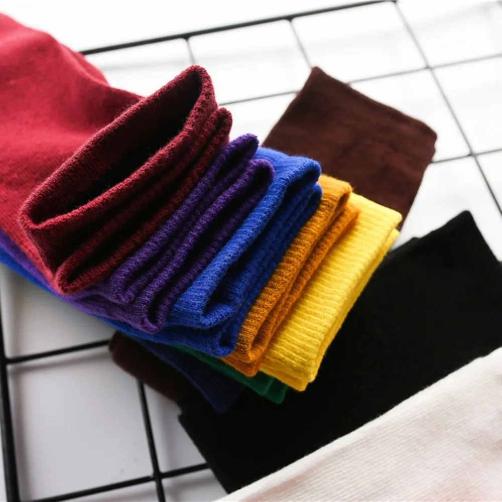 Casual Cotton Plain Socks Women Kawaii Socks Meias Korean Harajuku Solid Color Uniforms Accessories Pile Heap Funny Socks Meias