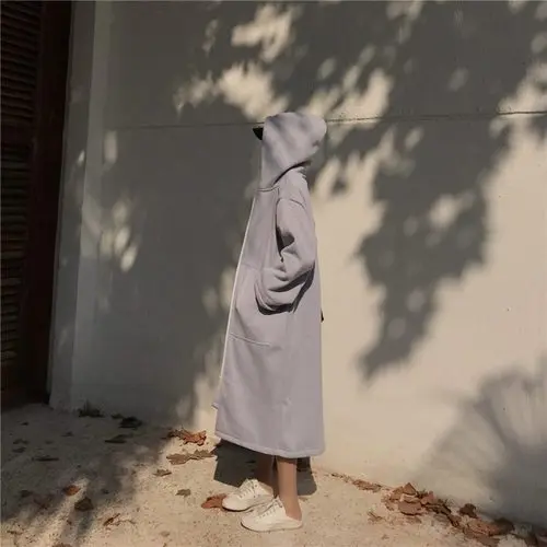grey SuperAen, корейский стиль, с капюшоном, длинные толстовки, для женщин, осень и зима,, новинка, толстовка, толстая, модная, свитшоты для женщин - Цвет: grey