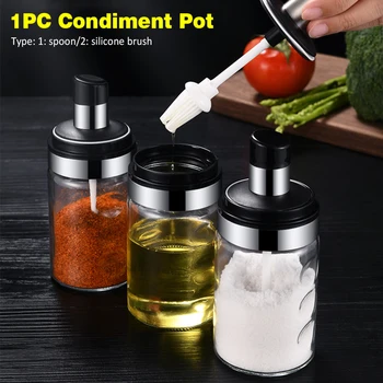 

Lid Condiment Pot Kitchen Supplies Seasoning 280ml Storage Modern Honey Salt Oil Pepper With Spoon Container Sugar Barbecue