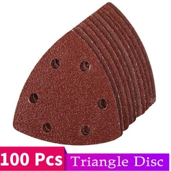 100PCS Triangle Sandpaper - 90mm 6 Holes Delta Sander Hook & Loop Sanding Disc Abrasive Tools for Sanding Grit 40-400