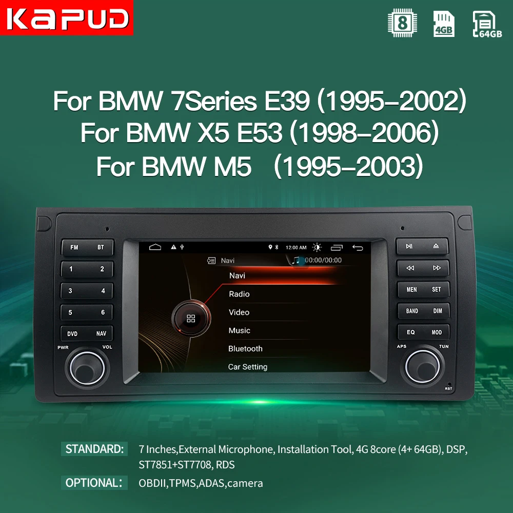 Kapud Android 10.0 Car Multimedia Player 7" Inch Navigation For BMW E39 E53 M5 1995 2003 Radio Stereo BT GPS Wifi DSP|Car Multimedia Player| - AliExpress