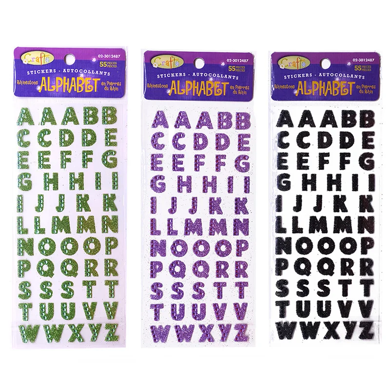 3Pcs/Lot Glitter Crystals Alphabet Letter Stickers DIY Handmade Scrapbooking Sticker Self Adhesive A-Z English Words Sticker 