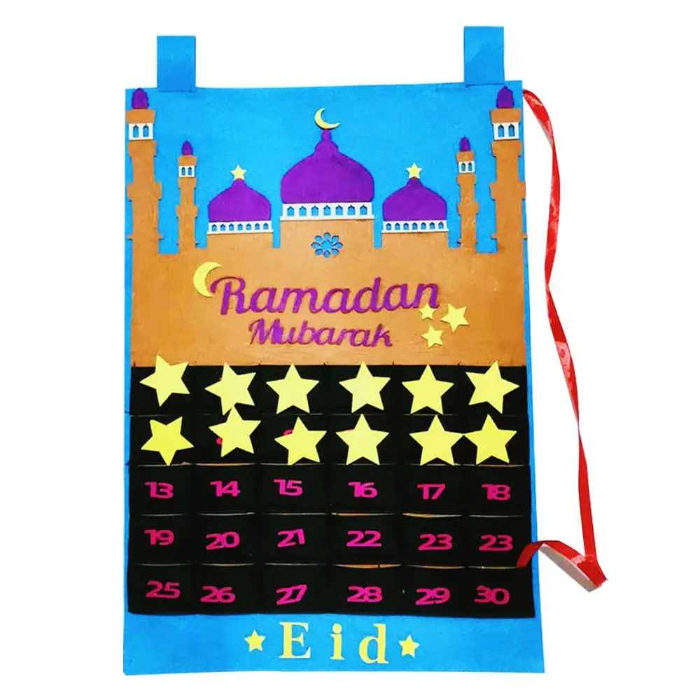 OurWarm Eid Mubarak DIY фетровый календарь Рамадана с карманом для детей подарки обратного