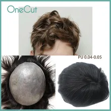 

PU Base Men Toupee V-Loop Invisible Replacement System Unit Male Hairpieces Natural Color Men's Capillary Prothesis Homme Peruk