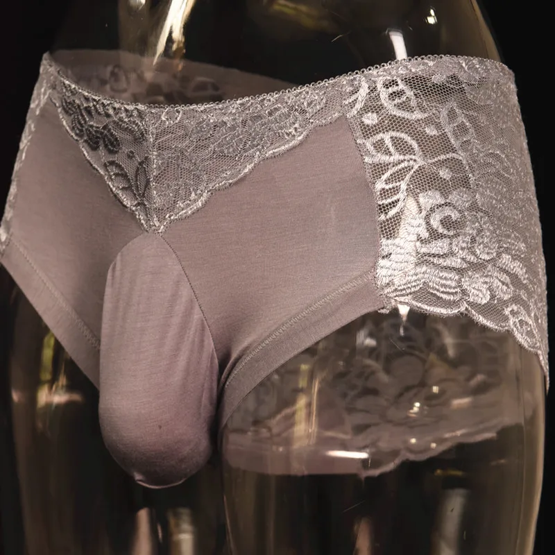 Gay Fetish Men Lace Panties Sexy String Men's Boxer Sissy Lingerie Homme Transparent Porn Panties U Pouch encaje Sexy Underwear