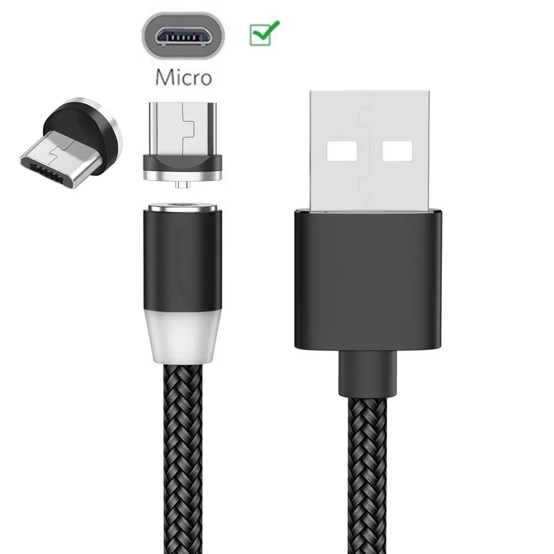 Для samsung galaxy S7 A7 A6 J6 J4 Xiaomi 7A Redmi 5 4X Note 6 Pro htc One E9 M7 Магнитный Micro USB кабель для телефона настенное зарядное устройство - Тип штекера: Only Black 1M Cable