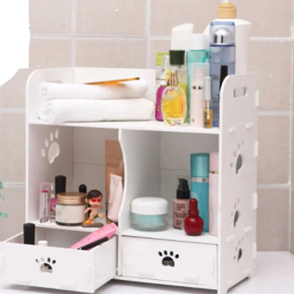 Ванная комната Спальня простой деревянный ящик для хранения косметики Полка Рабочий стол многослойный ящик косметический туалетный столик