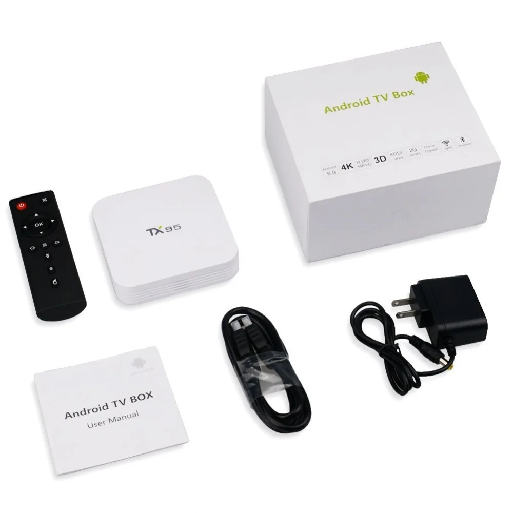 TX95 Android 6,0 ТВ приставка Amlogic S905X 2G 16G 2,4G/5,8G wifi 1000M BT 4,0 медиаплеер