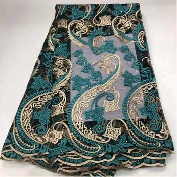 

2020 African Lace Fabric preferential French Lace Fabric Embroidered Nigerian Tulle Lace Fabric with Stone for Wedding dress