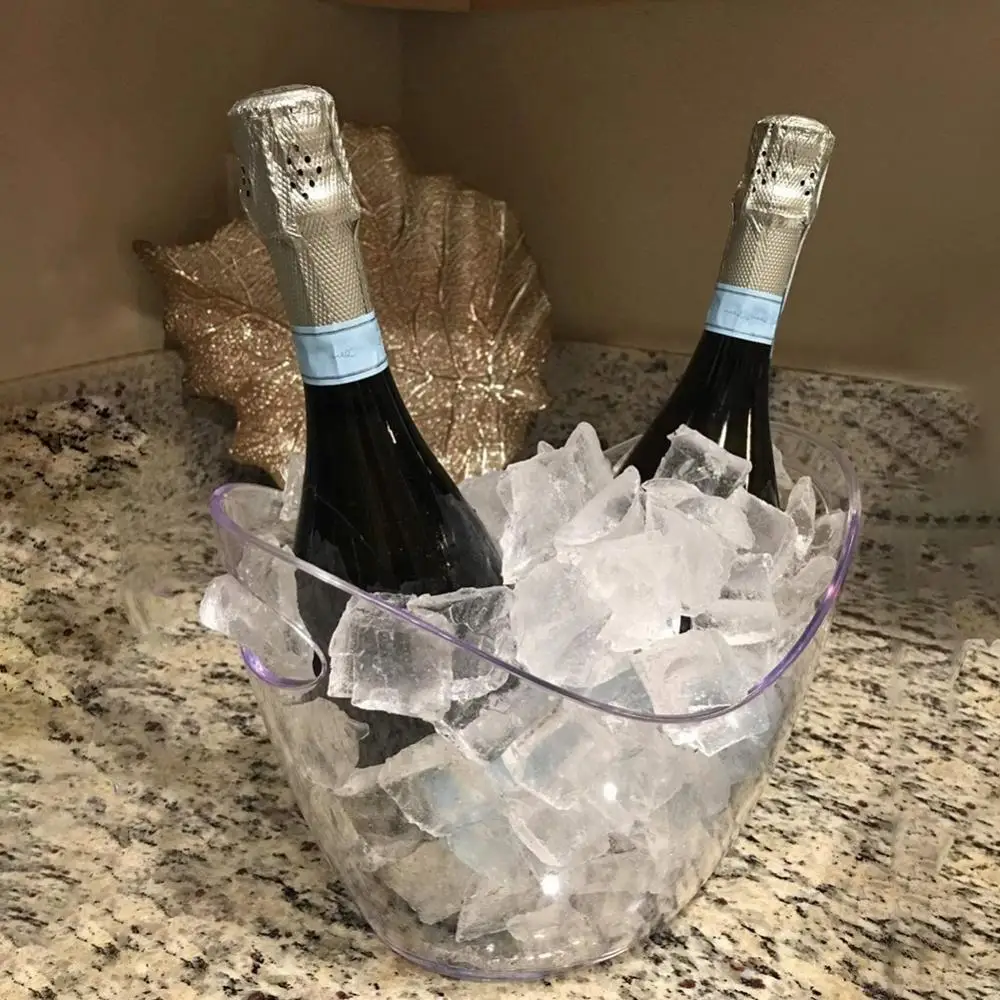 Clear 8 Litre Plastic Wine & Champagne Bottle Cooler & Ice Bucket 