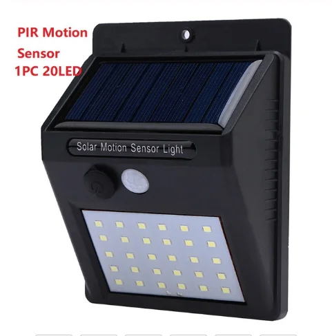 1PC 20LDE 1-4 шт. светодиодный светильник на солнечной батарее с датчиком движения, светильник для улицы, водонепроницаемый настенный ночник, садовый светильник, энергосберегающий уличный светильник - Испускаемый цвет: 1PC 20LDE