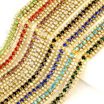 

New! Crystal Sew On Rhinestone Cup Chain DIY Beauty SS16 3 Rows 1Yard Fashion Accessories Clear Close Rhinestone Cup Chain B0979