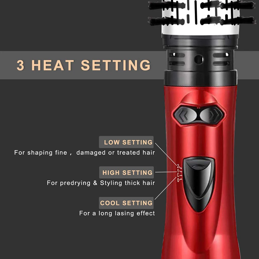 One Step Hair Dryer& Volumizer Comb, Salon Hot Air Styling Rotating Hair Dryer Straightener Curler Brush Negative Ion Generator