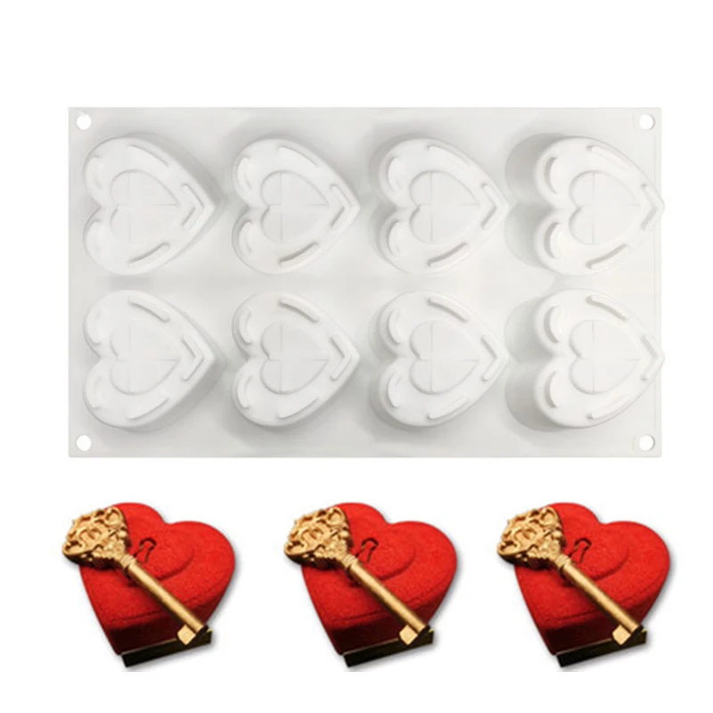 

Heart KEY Silicone Cake Decorating Mold For Baking Mould Chocolates Dessert Mousse Ice Cream Pastry Pan Bakewar Tools