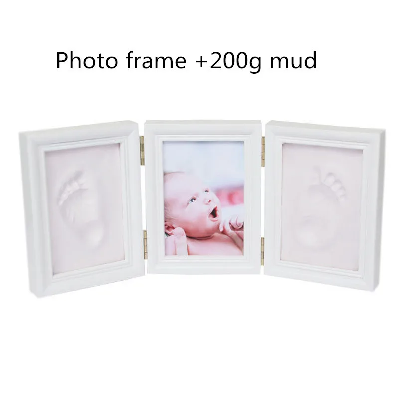Babyhand и foot impression ручная и форма нога makingbaby фоторамка с крышкой отпечатков пальцев грязевой костюм рост памятный подарок - Цвет: Powder white