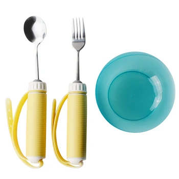 

Hemiplegia Elderly Disabled Tableware Eat Food Fork Spoon Anti-shake Anti-splash Tool LBShipping