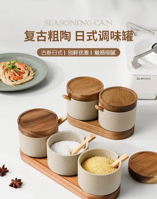 Zuccheriera In Ceramica 260ml - Con Coperchio In Bambù E Cucchiaio, Elegante, Per Zucchero E Spezie - Foto 4