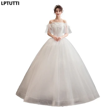

LPTUTTI Embroidery feather New Plus Size Princess Bridal Marriage Gown Bride Simple Party Events Long Luxury Wedding Dresses