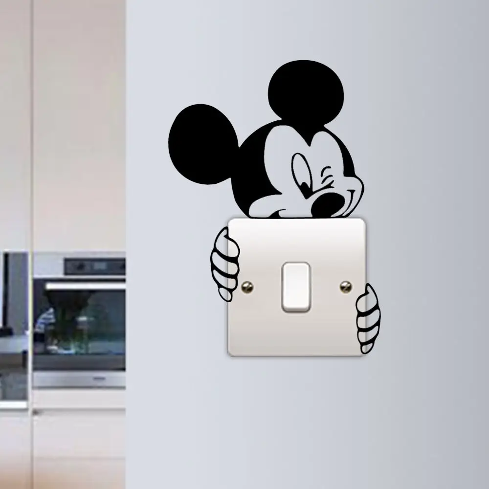 Виниловая настенная наклейка Disney Mickey Minnie Mouse милый настенный светильник