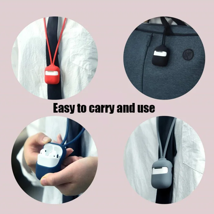 Силиконовый чехол защитный чехол с ремешком противоударный для Airpod 1/2 PUO88