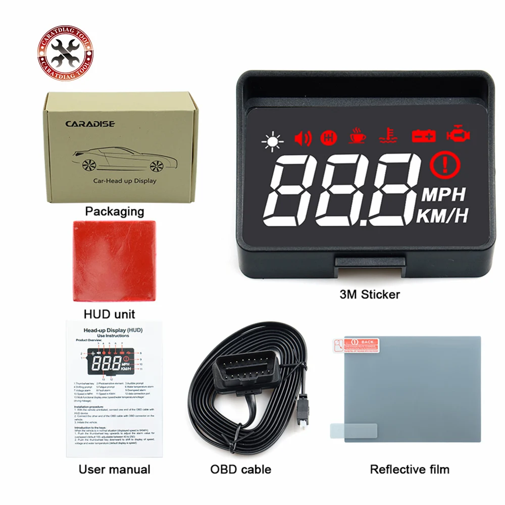 Автомобильный HUD A100s obd hud Дисплей лобовое стекло проектор температуры автомобиля