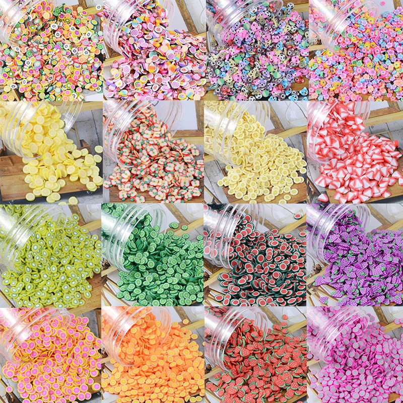 

1000Pc/Pack 3D Fruit Slices Fruit Nail Decal 3D Nail Art Decor Clay Assorted Fruit Nail Art Slice Fimo Manicure Rhinestone Suppl