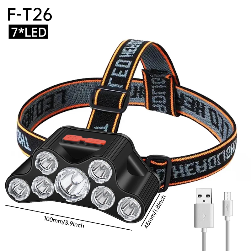 Comprar KUALOOL Linterna frontal LED, luz fuerte, superbrillante, linterna  montada en la cabeza, recargable para exteriores, faro para pesca nocturna,  5 fuentes de luz