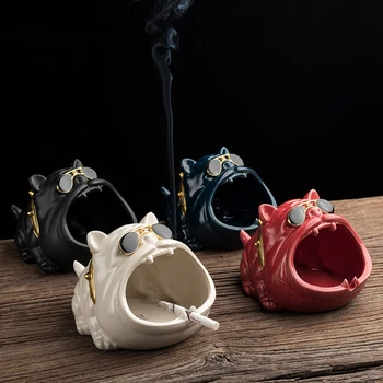 

European Ceramic Pocket Ashtray For Cartoon Dogs Prevents Wind Dust From Small Storage Changes Lovely Animal Ash Tray Ashtrays