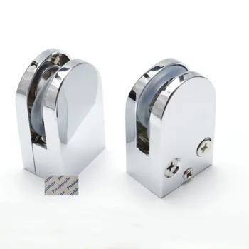 

4PCS Zinc Alloy Shiny Chrome Glass Clip Clamp Desk Partition Bathroom Screen Shower Box Balustrade Staircase Handrail Guardrail