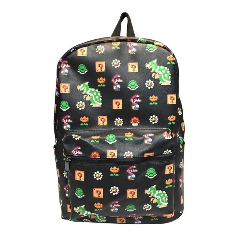 Мультфильм Супер Марио рюкзак Bros Марио Луиджи Йоши Bowser большая Наплечная дорожная сумка рюкзак рюкзаки Mochila рюкзак сумки - Цвет: Черный