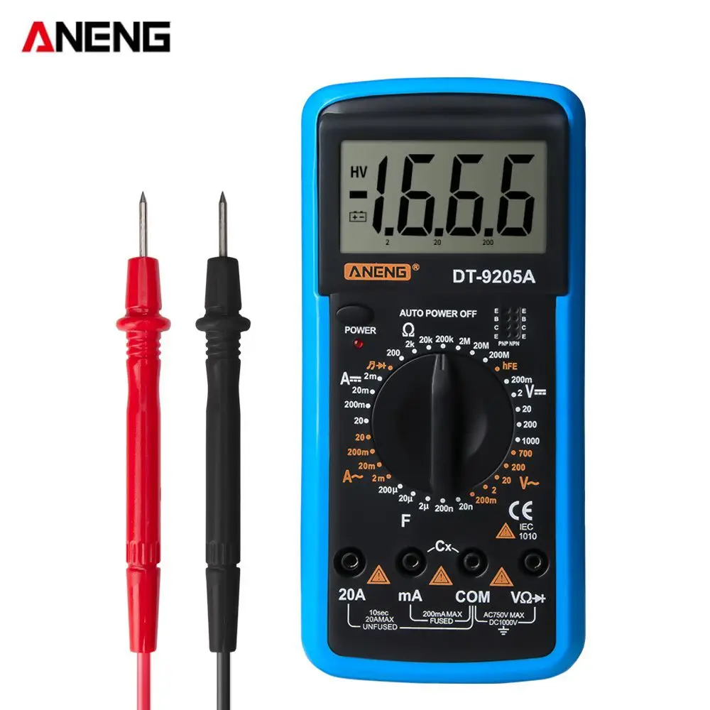 ANENG DT9205A AC/DC Электрический Ручной цифровой мультиметр Профессиональный Транзистор тестер подсветка esr метр ЖК-дисплей