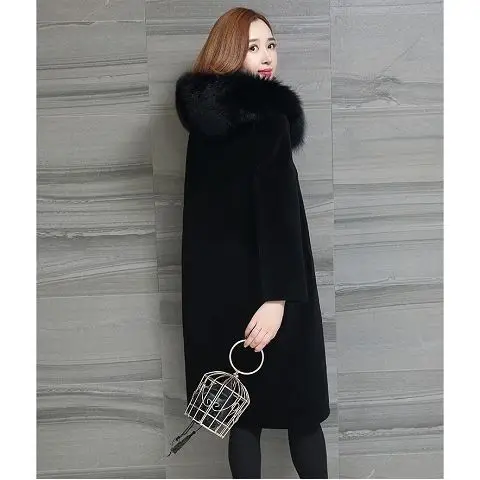 black Осенняя/зимняя женская верхняя одежда, куртка, пальто с искусственным мехом, женская верхняя одежда, пальто с капюшоном - Цвет: black