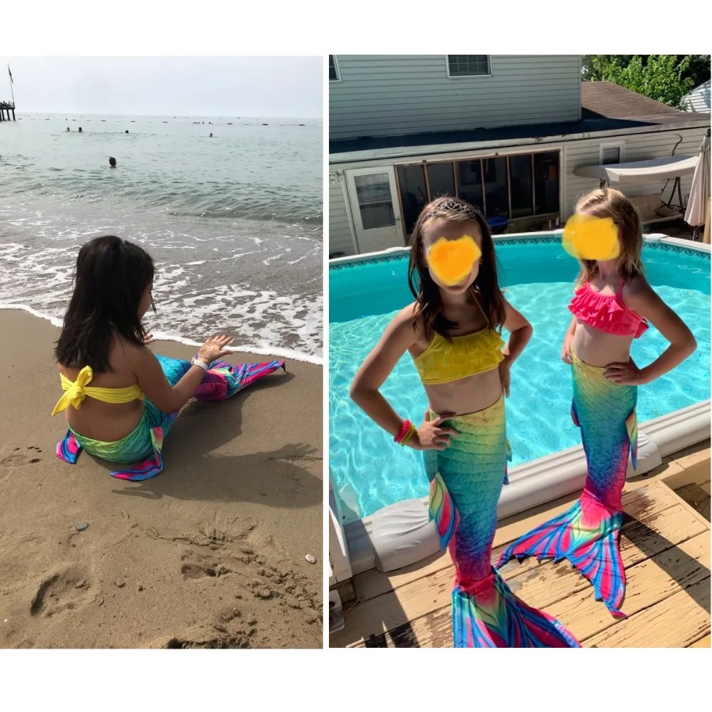 Детский купальник с хвостом Русалочки, бикини для девочек, Костюм Русалки для косплея, купальный костюм с плавником, одежда для купания с хвостом русалки